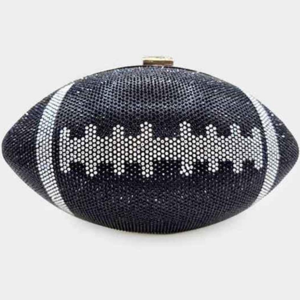 Black and silver Rihnstone football purse